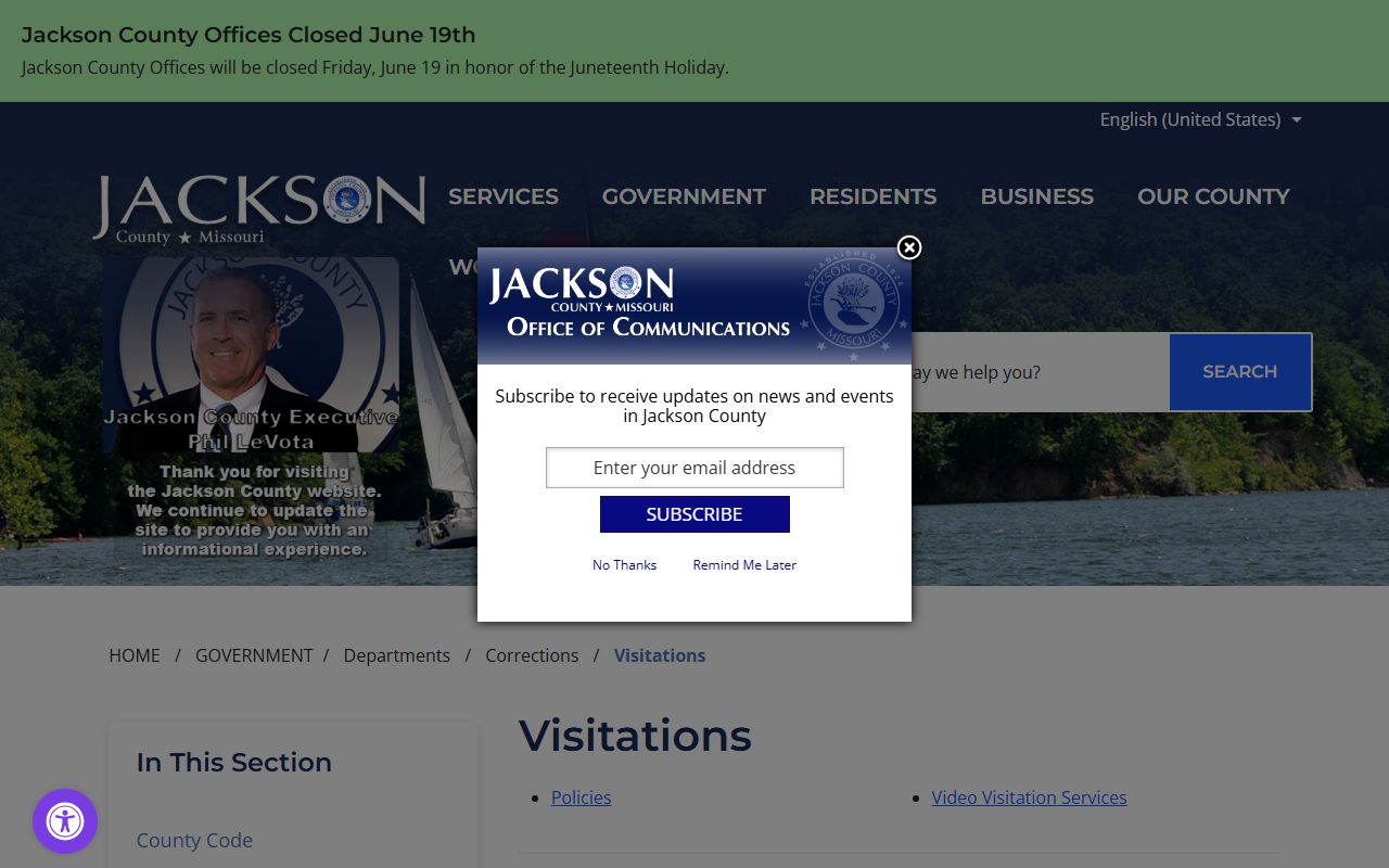 Jackson County Detention Center visitation rules and inmate video visit search details